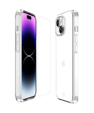 ORIGIN by ITSKINS // 360 - Apple iPhone 15 Pro Clear Case and Glass Screen Protector Bundle