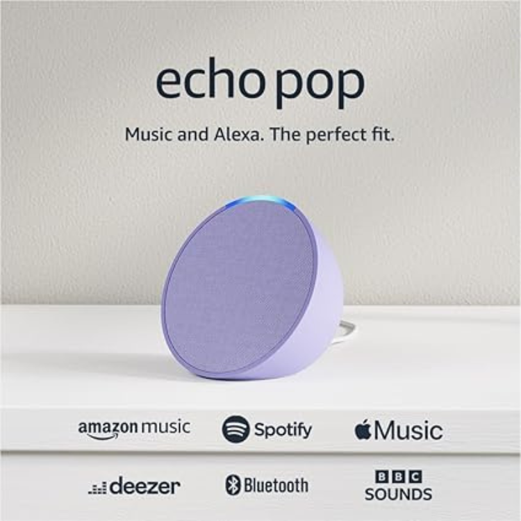 Echo Pop (Newest gen) Full sound compact Wi-Fi and Bluetooth smart speaker with Alexa - Glacier White/Midnight Teal/Lavender Bloom - Image 11