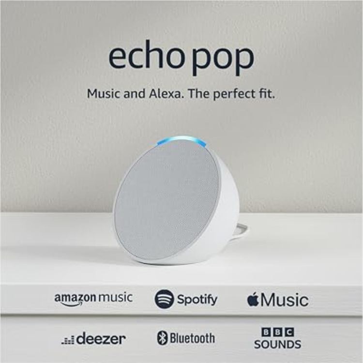 Echo Pop (Newest gen) Full sound compact Wi-Fi and Bluetooth smart speaker with Alexa - Glacier White/Midnight Teal/Lavender Bloom - Image 4